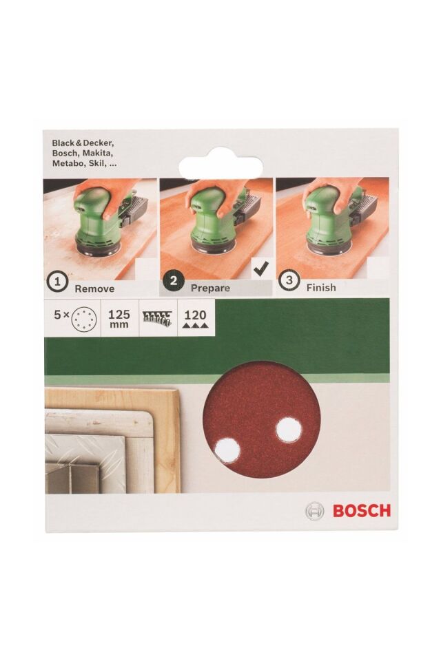 Eksantirik Zımpara Kağıdı 5 Li 125 mm 120 Kum 8 Delik